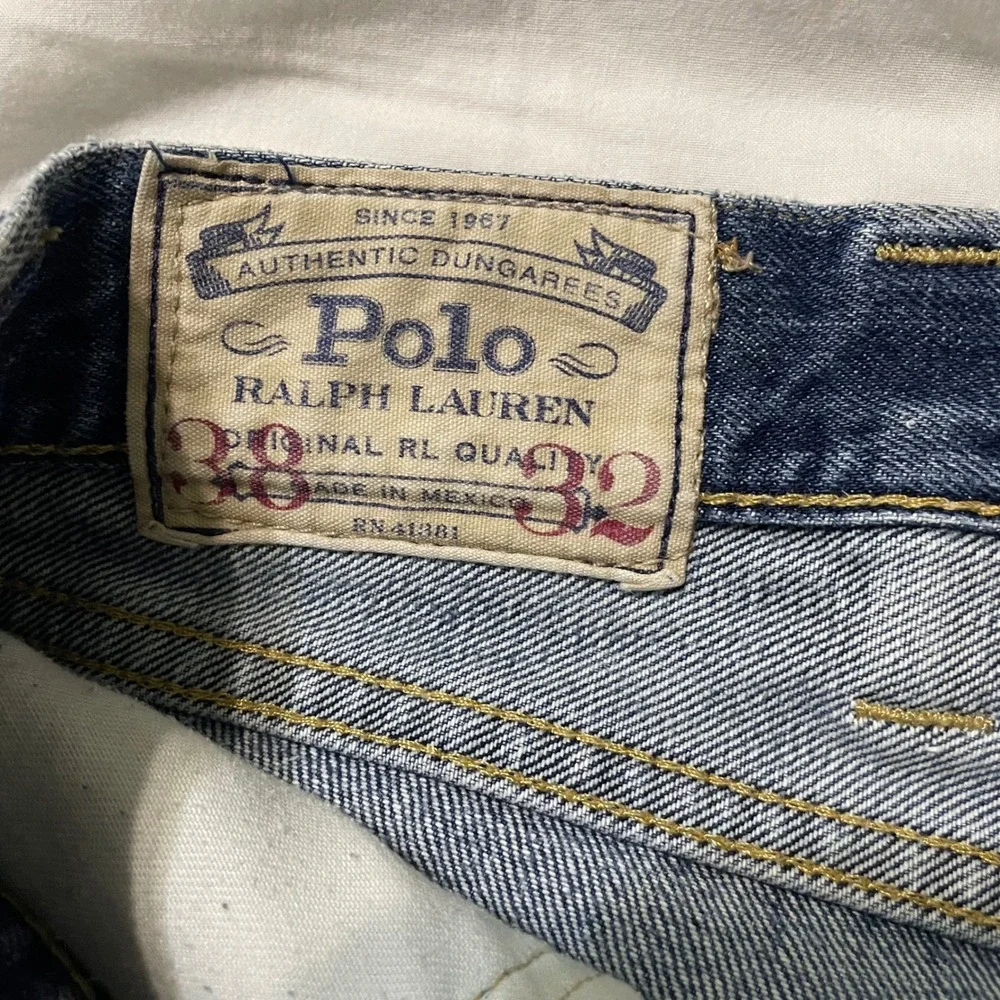 Polo Ralph Lauren Jeans Mens 38x32 Blue Authentic Dungarees Straight Leg Denim